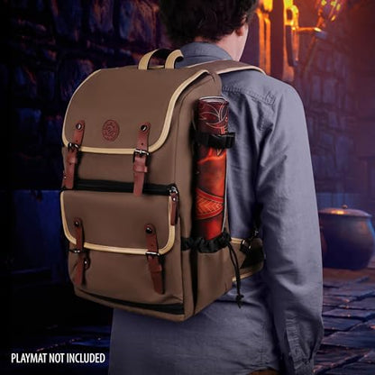 ENHANCE Designer Edition TCG Backpack - MTG Deck Bag Card Binder Space, TCG Deck Box Storage, MTG Playmat Holder - Card Storage Compatible with Magic the Gathering, Pokemon, Lorcana (Canvas Tan) - color: Canvas Tan