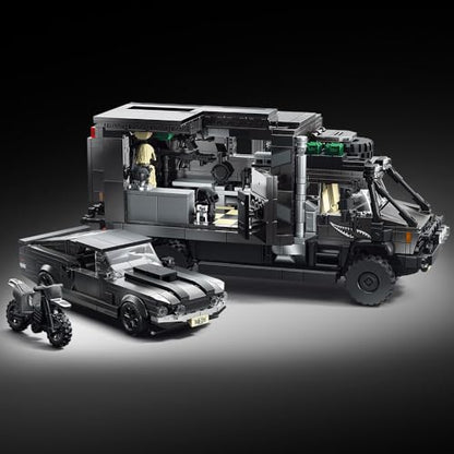 APAWR Black RV Car Building Blocks Toys Boys or Adults Kits，Rotatable Side Door & Quick-Release Roof, Liftable Tailgate Model Detailed Interior Furniture Building Set Raceing Car Model 2135 Pieces - color: Black