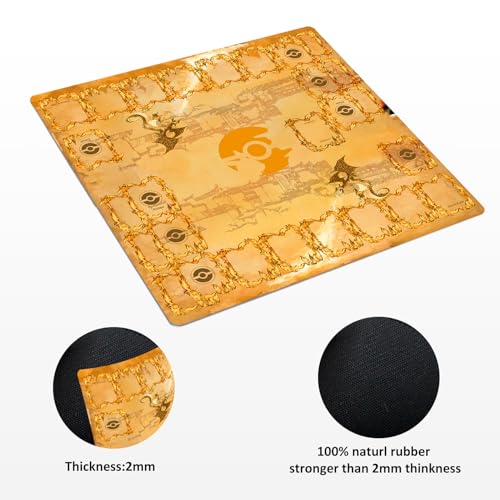 Playmat for Trading Card Game – 2-Player Trainer Mat with 31 Damage Counters and Professional Storage Bag - color: Yellow