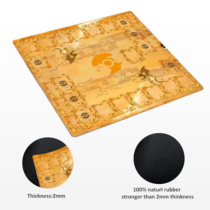 Playmat for Trading Card Game – 2-Player Trainer Mat with 31 Damage Counters and Professional Storage Bag - color: Yellow