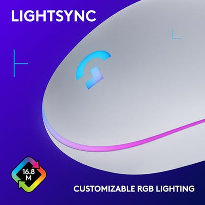 Logitech G203 Wired Gaming Mouse - White | LIGHTSYNC RGB, On-Board Memory, 6 Programmable Buttons, Compabile with PC/Mac - color: White