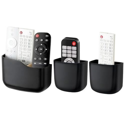 Remote Holder Wall Mount TV FAN Remote Control Holder Bedside Caddy Wall Organizer Phone Holder for Office Adhesive Media Player Controller Holder Box Tray Home Desk Nightstand 1 BIG 2 SMALL BLACK - color: 1BIG2SAMLL BLACK