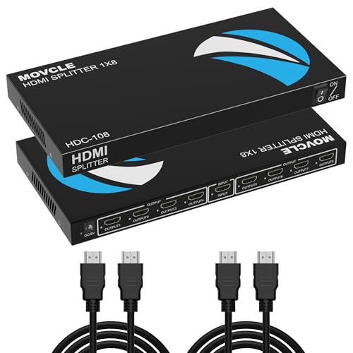 HDMI Splitter 1 in 8 Out, 8-Port Powered HDMI Splitter 1 in 4 Out/8 Out | 4K@30Hz 3D Multi Monitor Outputs, HDMIs Hub for Multiple Monitors, HDMIs Splitters for Projector, Monitor, HDTV - size: 1 in 8 out