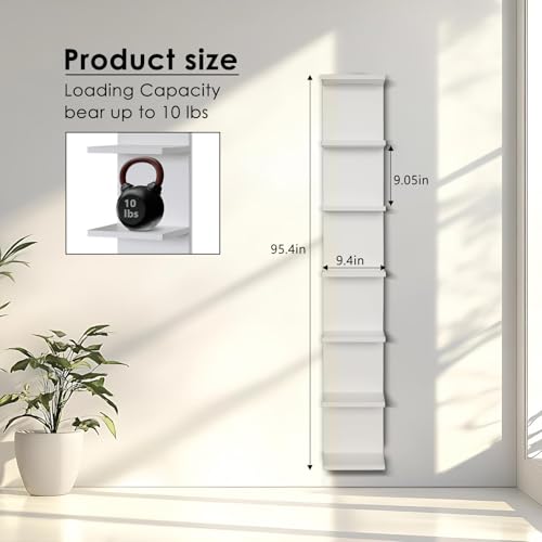 7 Tier RGB Light Wall Shelves, White | Lack Wall Shelf Unit,Vertical Shelf with Remonte Control,White Shelves - color: Rgb-white