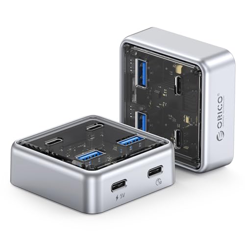ORICO 10Gbps USB-C Hub, 4-Port Zinc Alloy USB 3.2 Splitter with 2 USB-A & 2 USB-C Ports, High-Speed Data Extender for Laptops, PCs, Desktops, and More (1.64Ft) - size: 1.64Ft