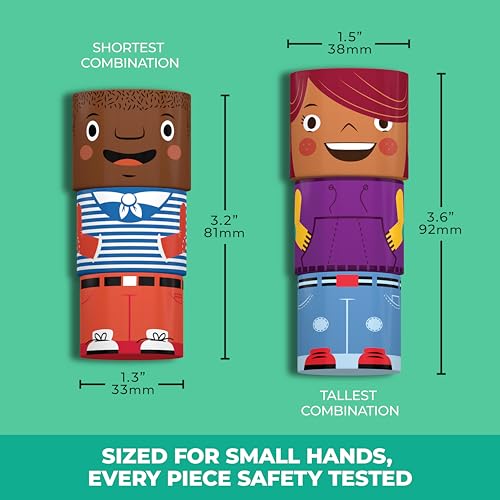 16-Piece Magnetic Wooden Friends Set, Diversity Dolls | Diversity toys for preschool and child care, multicultural friends in four skin tones, mix and match heads, bodies and legs - size: 16 Piece Set