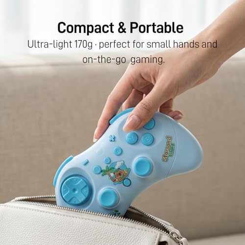 GuliKit Elves 2 Bluetooth Game Controller for Switch 1/2,PC & Android | Anti-Drift Hall Effect Joysticks Gamepad,1000Hz Polling Rate,Switch Wake-up,Gyro & Turbo, Compact【Starsand Island Edition】 - color: Elves 2-Blue