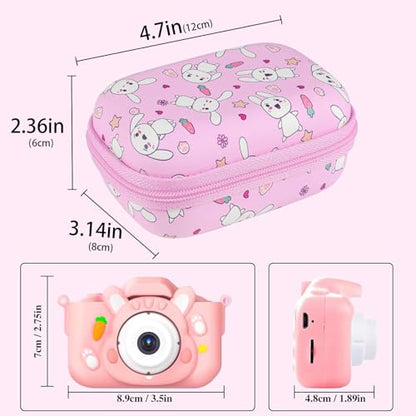 Leayjeen Kids Camera Case for Goopow/Mgaolo Kids Camera-Pink Rabbit | Fits CIMELR/Seckton/OZMI Kids Toy Cameras and Children Digital Camera,Shockproof Water-Resistant Hard EVA Shell(Case Only) - color: Pink Bunny
