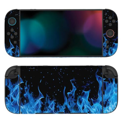 PlayVital for Nintendo Switch 2 Skin Full Set (2-Pack) - Protective Vinyl Decal Stickers for Switch 2 Console, Joycons, Handle Grips & Dock | No Residue, Anti-Scratch - Blue Flame - color: Blue Flame