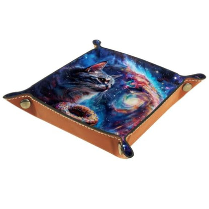 Galaxy Cat and Donut Dice Tray Dice Rolling Tray Folding Dice Holder for Dice Games, Like RPG, DND and Other Table Games - color: Multi 1