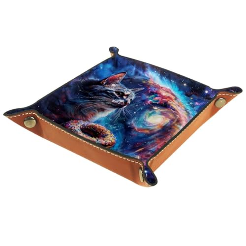 Galaxy Cat and Donut Dice Tray Dice Rolling Tray Folding Dice Holder for Dice Games, Like RPG, DND and Other Table Games - color: Multi 1