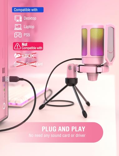 FIFINE USB Gaming PC Microphone and Over-Ear Wired Streaming Headset,AmpliGame RGB Computer Condenser Desktop Mic for YouTube Video/Podcasts,7.1 Surround Sound Headset for PS4/PS5/Xbox/Switch（A6P+H9P