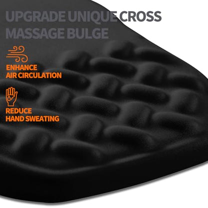 Ergonomic Slope Mouse Pad Wrist Support, Wrist Rest Mousepad for Carpal Tunnel Pain Relief with Massage Bulge and Slow Rebound Memory Foam (12x8 inch, Black) - color: Am001-black