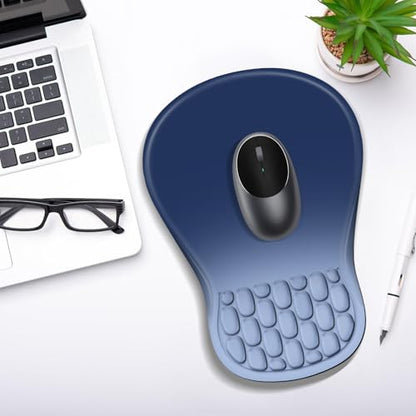 YIWEI Ergonomic Mouse Pad with Wrist Rest for Carpal Tunnel Pain Relief | Memory Foam Wrist Support,Non-Slip Rubber Base, Keyboard Computer Mousepad,Lycra Cloth Surface,Gaming Home Office - color: Gradient Blue