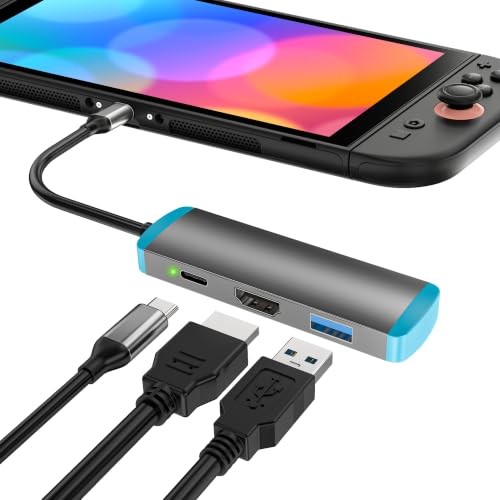 USB C to HD Adapter for Switch 2/ OLED/Steam Deck,Replacement for Official Switch2,Dock,USB C Docking Station with 4K@60Hz HD Port/Type C Port/USB 3.0 Port - color: Black, size: Normal Model