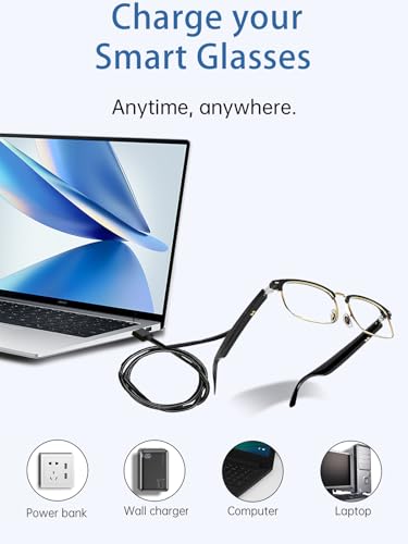 Charging Cable for Enzriev Voice Control Smart Glasses-Bluetooth Sunglasses, Magnetic USB Charging Cable USB Flexible Charging Cord Cable Accessories for Enzriev ，(2 Pack)