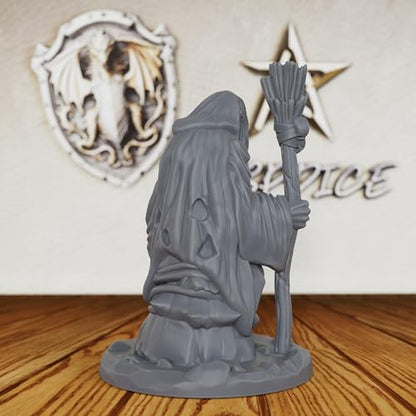 AUSPDICE Witch Miniature 32mm, Unpainted DND Fantasy Figure AS258 | Dark Fantasy Hag for Dungeons and Dragons, TTRPG Campaigns, Tabletop RPGs, Fantasy Wargames and Miniature Painting