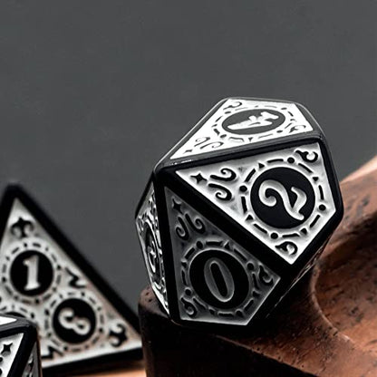 DND Dice Set -D&D Polyhedral Dice (7 Pcs) with Gift Leather Dice Bag for Dungeons and Dragons Role Playing Dice Games RPGs (Dice-White with Black Edge) - color: Dice-white With Black Edge