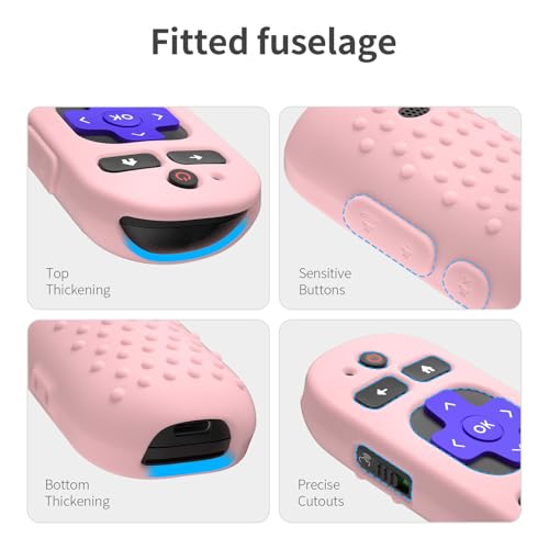Silicone Cover for Roku Voice Remote Pro 2nd Ed. Roku Remote Control RCB1R Protective Silicone Case Sleeve Shockproof Skin for Roku Remote with Lanyard (Pink) - color: pink