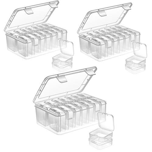 Mathtoxyz Small Bead Organizers, 45 Pieces Plastic Storage Cases Mini Clear Bead Storage Containers Transparent Boxes with Hinged Lid and Rectangle Clear Craft Supply Case - color: Clear - 3P