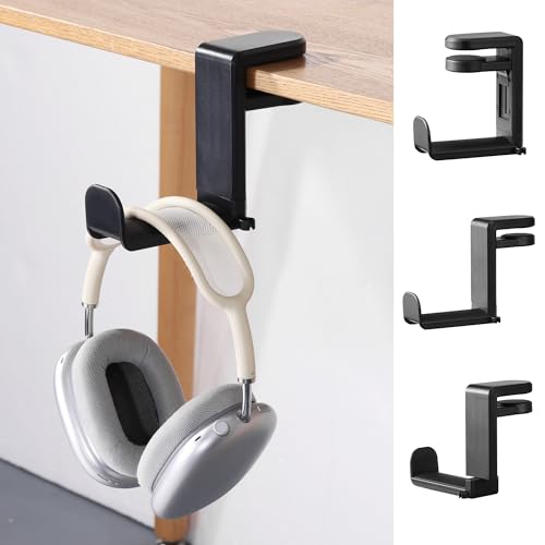 kwmobile Overear Headphone Holder Compatible with Headset/Overear Headphone Headset Hanger - Under Desk Earphone Hook Mount - Overearphone Desk Storage - Black