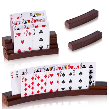 Card Holders for Playing Cards Set of 1 | Wooden Curved Playing Card Holder with Magnetic Suction Placed Up and Down, Left and Right, 13×1.6×1.2 Inch for Poker