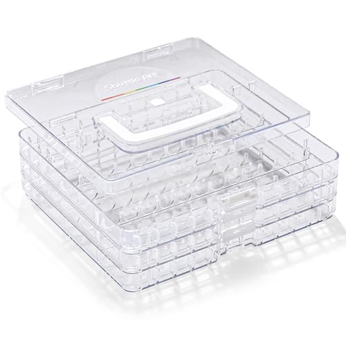 Shuttle Art 36 Automatic Ink Control Acrylic Paint Markers Organizer, Portable 3-Layer Transparent Storage Box, Stackable Pen Holder for Art Supplies,Ideal for Home, Office & School Desk Organization