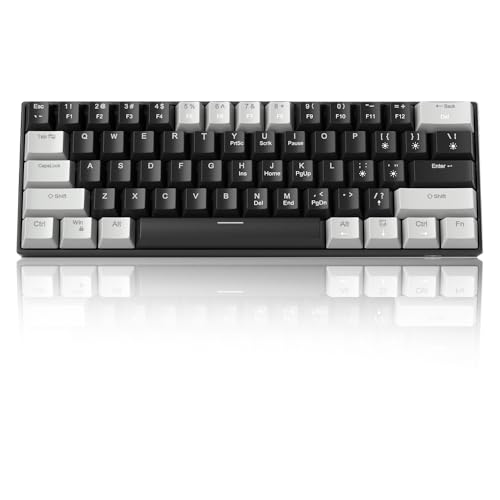 Camiysn 60% Mechanical Gaming Keyboard,Mixed Color Keycaps Gaming Keyboard with Linear Red Switches, Detachable Type-C Cable Mini Keyboard with Blue LED Light for PC/Laptop - size: grey black(red switch)