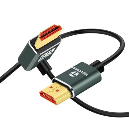 Thsucords Ultra Thin 8K HDMI 2.1 90 Degree Up Angle Cable 10FT, Flexible Slim High Speed Cord Support 4K@120Hz 8K@60Hz Compatible with Roku TV/HDTV/PS5/Blu-ray - size: 10FT, style: 90 Degree Up Angle