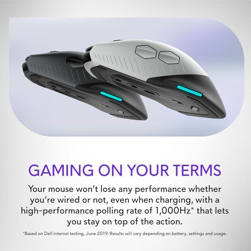 Alienware Wireless Gaming Mouse AW610M, 16000 DPI, 7 Buttons | USB Wired, Optical Sensor, Auto-Calibration, 16.8M AlienFX Lighting, 350-Hour Battery, 400 IPS, Lunar Light - color: AW610M - Lunar light