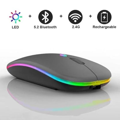 Guiheng 10 Pack Wireless Bluetooth Mouse,LED Dual Mode Rechargeable Silent Slim Laptop Mouse,Portable(BT5.2+USB Receiver) Dual Mode Computer Mice,for Laptop,Desktop Computer,Tablet,Phone,TV (Grey) - color: 10 pack grey
