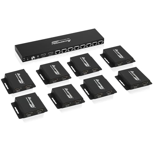 1080P 1x16 (8 Receivers) HDMI Splitter Over Cat6 Extender | up to 164 Feet (50 Meters) for 16 Monitors and 1 Loop-out Monitor (1 In 16 Out), IR Control and EDID Function - size: 1x16