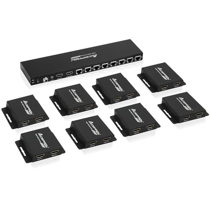 1080P 1x16 (8 Receivers) HDMI Splitter Over Cat6 Extender | up to 164 Feet (50 Meters) for 16 Monitors and 1 Loop-out Monitor (1 In 16 Out), IR Control and EDID Function - size: 1x16
