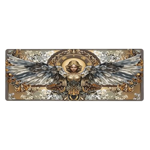 Angel Wings Ornate Gaming Mouse Pad Non-Slip Rubber Base Large Mousepad Waterproof Washable Stitched Edge Mouse Mat for Desk Home Office Gaming 12x31.5in - color: Color_11, size: 31.5" x 12"