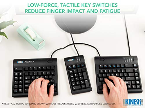 KINESIS Freestyle2 USB-A Ergonomic Keyboard w/ VIP3 Lifters for PC (9" Separation) (KB820PB-US) - style: PC Layout