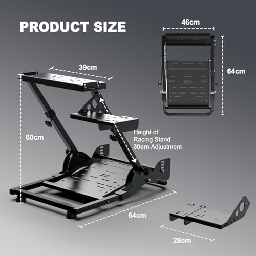 PXN A10 Foldable Racing Wheel Stand – Quick Fold & Easy Setup | Adjustable, Carbon Steel Construction, Sturdy Frame, Racing Simulator Cockpit for V99, V10, VD4, VD6, G29, G920, R3, R5 &More