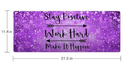 Large Gaming Mouse Pad with Stitched Edges, Inspirational Quotes Desk Mat, Extended Keyboard Pad, Non-Slip Rubber Base Desk Pad, 31.5X11.8 inch Stay Positive Work Hard and Make It Happen - color: Inspirational Quotes