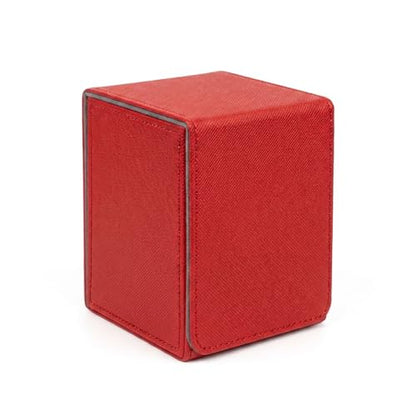 Dmoicols Vertical Deck Box Plus Version, Large Trading Card Case Fits 100+ Double Sleeved Cards, Premium Saffiano Leather TCG Storage for MTG Commander, Pokémon, TCG, CCG, Magnetic Closure - Red - color: VP Red
