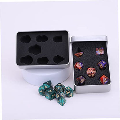 Metal Dice Storage Box with Foam Liners Portable Rectangular Tin Case for Dice Lightweight Organizer for RPG and Board Games