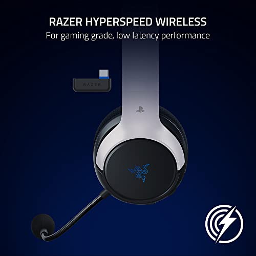 Razer Kaira Wireless PlayStation Gaming Headset, White & Black | 50mm Drivers, HyperClear Cardioid Mic, Memory Foam Cushions, Bluetooth, 30 Hr Battery, for PlayStation 5, PS4, PC, Mobile - color: White/Black, style: Kaira HyperSpeed