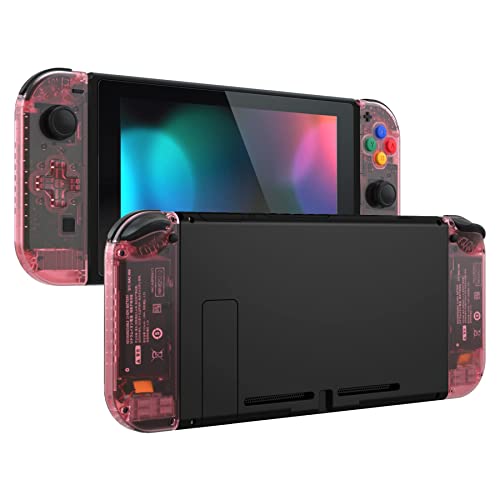 eXtremeRate Cherry Pink Joycon Handheld Controller Housing (D-Pad Version) with Colorful Buttons, DIY Replacement Shell Case for Nintendo Switch & Switch OLED Joy-Con – Console Shell NOT Included - color: Cherry Pink