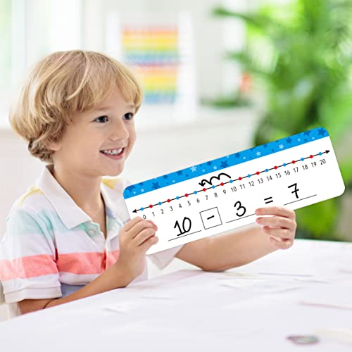 26 Packs Number Line Dry Erase Boards Cards, Double Sided Writable and Erasable Board-0-10 on One Side & 0-20 on Other Side Math White Board for Kids, Students, Classroom and Home (12” x 4”) - color: Stars, size: 0-10/0-20 -26 Packs