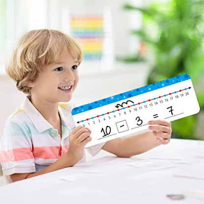 26 Packs Number Line Dry Erase Boards Cards, Double Sided Writable and Erasable Board-0-10 on One Side & 0-20 on Other Side Math White Board for Kids, Students, Classroom and Home (12” x 4”) - color: Stars, size: 0-10/0-20 -26 Packs