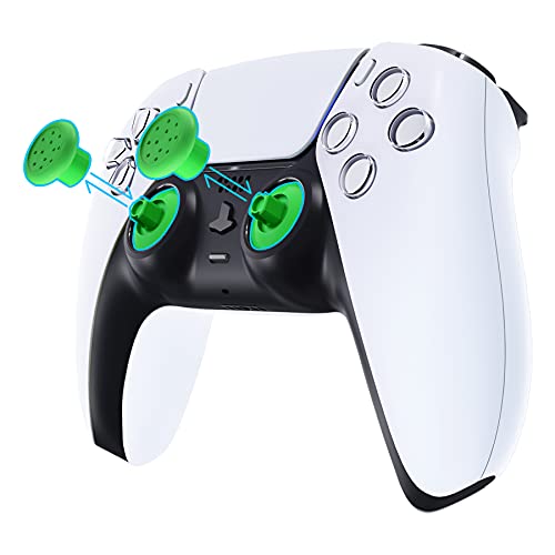 eXtremeRate ThumbsGear Interchangeable Ergonomic Thumbstick for PS5 Controller, for PS4 All Model Controller - 3 Height Domed and Concave Grips Adjustable Joystick - Green - color: Green