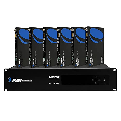 OREI HDBaseT 8x8 Matrix Extender 300ft 4K60Hz HDR IR EDID RS-232 CEC WebGUI | 8x8 HDBaseT HDMI Matrix Extender, 4K60 HDR, 300ft CAT6, IR Matrix, EDID, CEC, RS-232, TCP/IP & Web GUI - size: 8x8 - Up to 300 Ft
