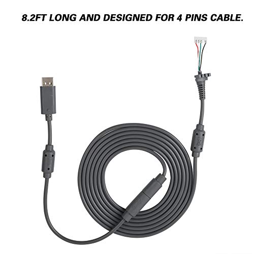Hakeeta 8.2FT USB 5Pin Gamepad Cable Replacement Wire with Breakaway Adapter for 360, Replacement Cable for 360 Controller USB Cable for 360 (Gray) - color: Gray