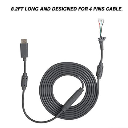 Hakeeta 8.2FT USB 5Pin Gamepad Cable Replacement Wire with Breakaway Adapter for 360, Replacement Cable for 360 Controller USB Cable for 360 (Gray) - color: Gray