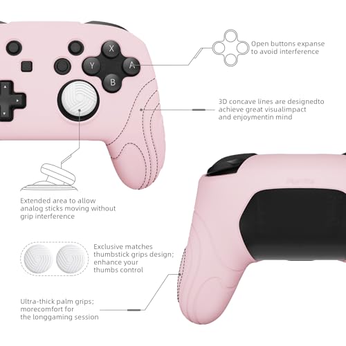 PlayVital Samurai Edition Ergonomic Silicone Skin Protective Case for Nintendo Switch Pro Controller, Soft Anti-Slip Switch Pro Controller Grip Protector with Thumb Grips - Cherry Blossoms Pink - color: Cherry Blossoms Pink