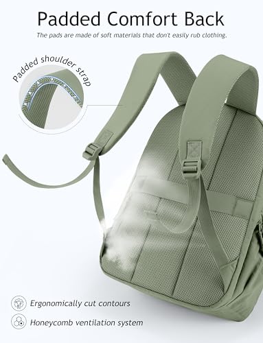 Uselike Travel Backpack for Women, 15.6 Inch Laptop Backpack, Quilted College Bookbag, Cute Work Backpacks, Water Resistant (Sage Green) - color: Sage Green