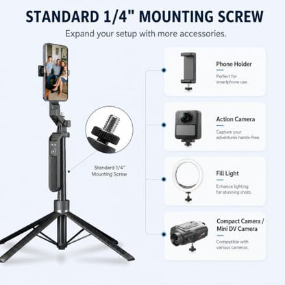 70" Phone Tripod Stand with Wireless Remote, Selfie Stick for iPhone Samsung Android, Portable Cell Phone Holder for Video Recording Photos Vlogging Travel